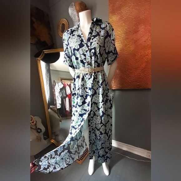 Zara Navy and White Floral Maxi Dress - Picture 1 of 15